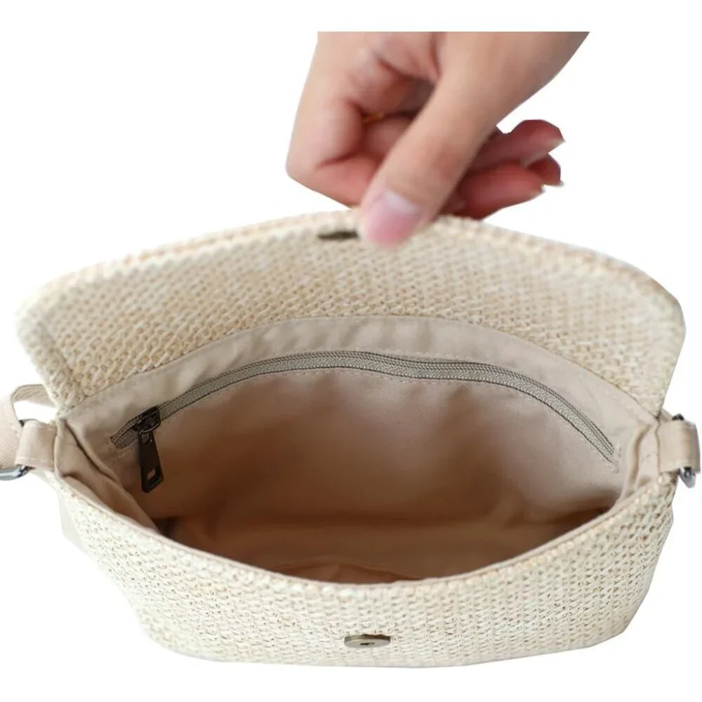 Crossbody Purse PP Straw Small Adjustable Strap Casual Travel Gift